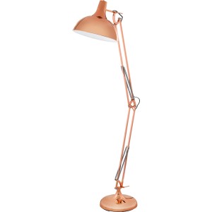 Kupferfarbene Eglo Stehleuchte Borgillio, eine Design-Stehlampe aus Stahl, Höhe 190 cm.