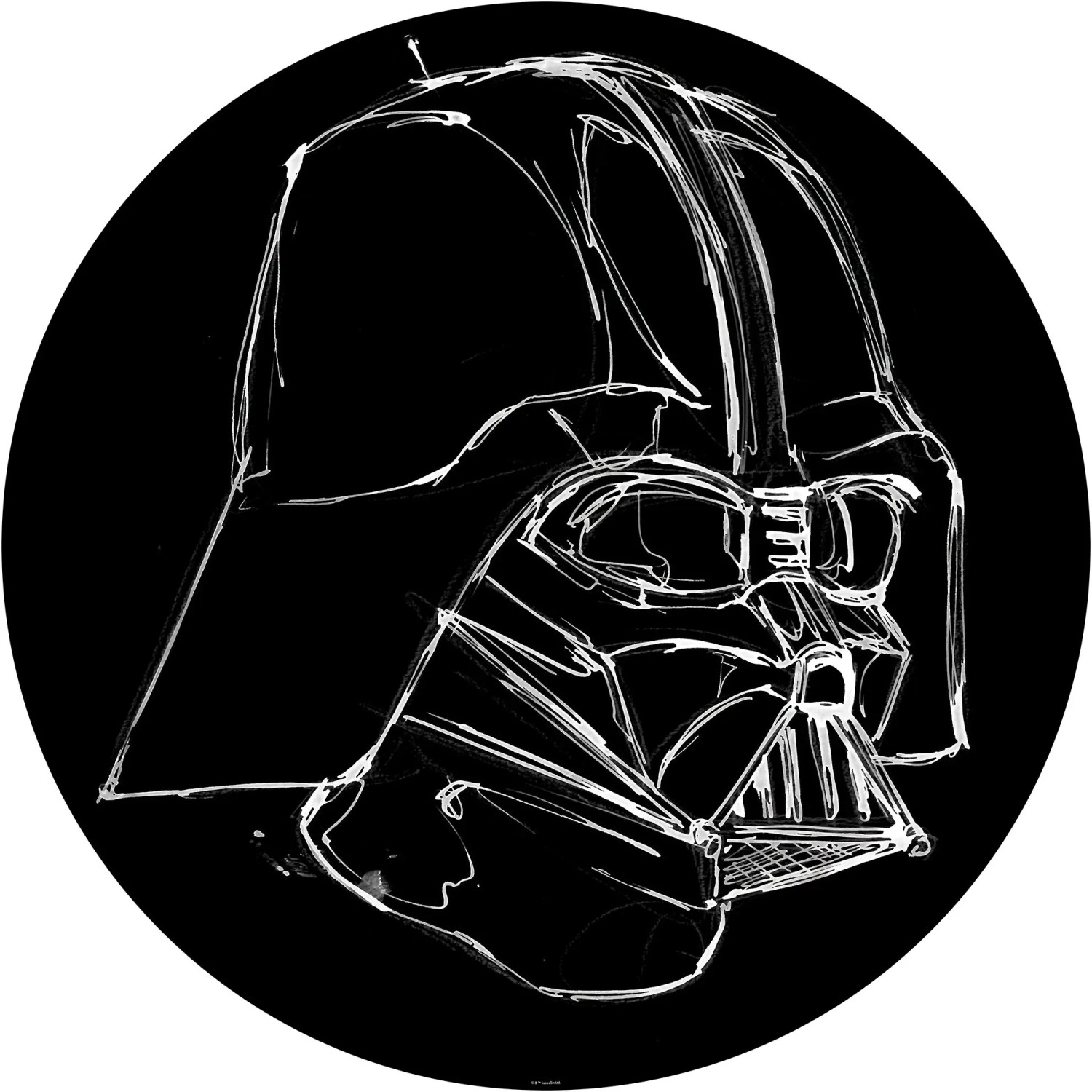 Komar Fototapete Star Wars Ink Vader, glatt, bedruckt, Comic, Retro, mehrfarbig, BxH: 128x128 cm, glatt, bedruckt, selbstklebend