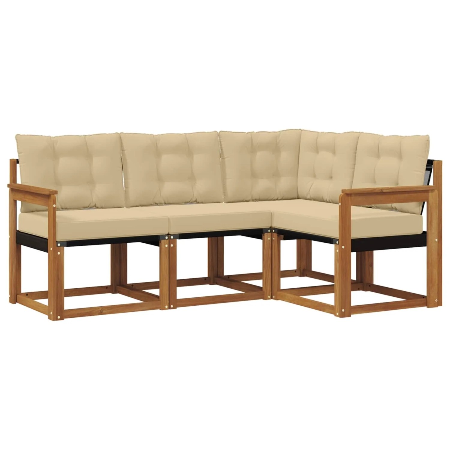 vidaXL Outdoor-Sofagarnitur mit Kissen 4-Tlg Natur und Beige 3368612