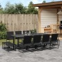 Schwarze 13-tlg. Garten-Essgruppe mit Textilene-Stühlen und Glas-Tisch für Garten, Terrasse.
