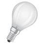 Osram E14 LED-Leuchtmittel Tropfenform, 4W, 2er Set. Weißes Glas, silberner Sockel.