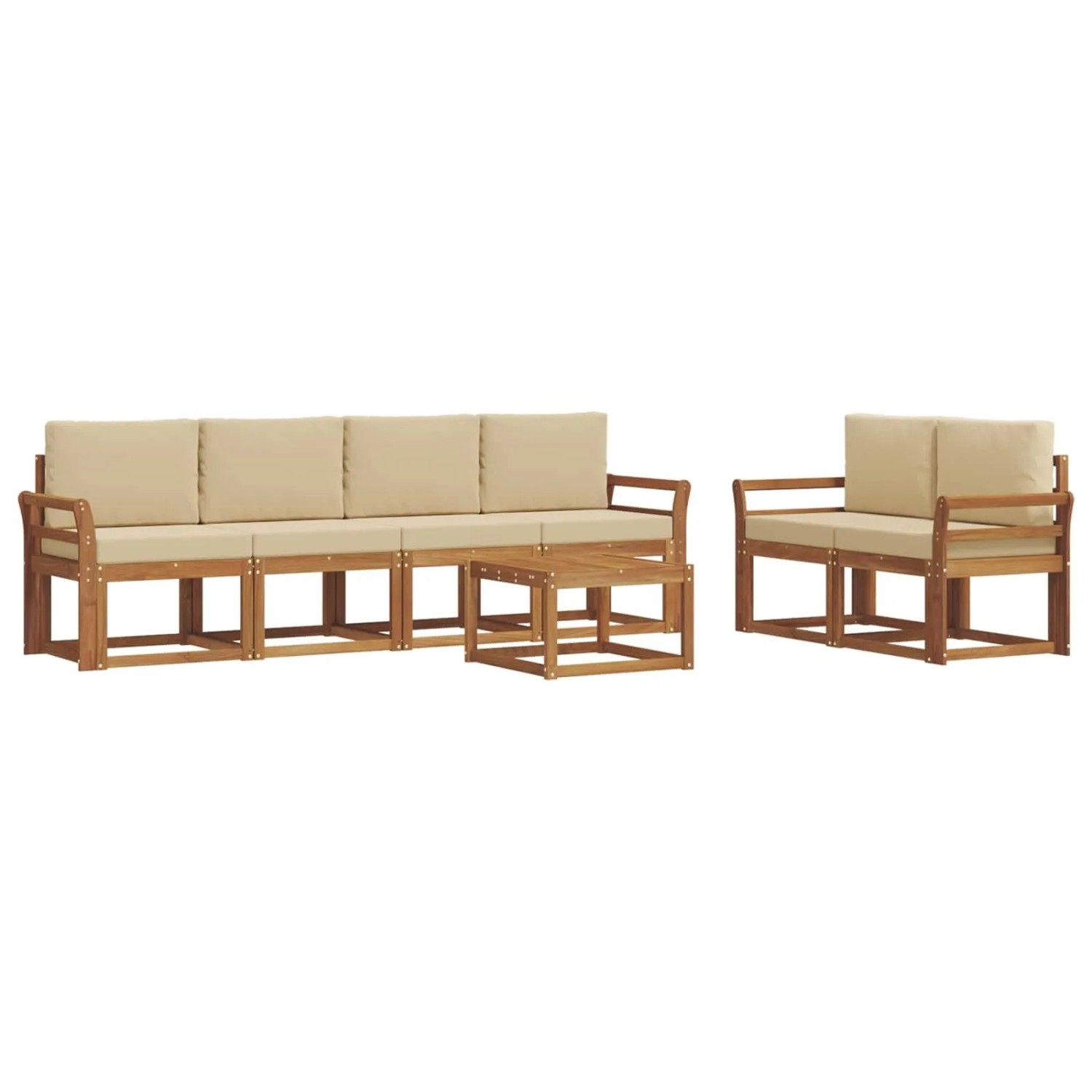 vidaXL Outdoor-Sofagarnitur 7 Stk Natur und Beige Massivholz Akazie 3366046