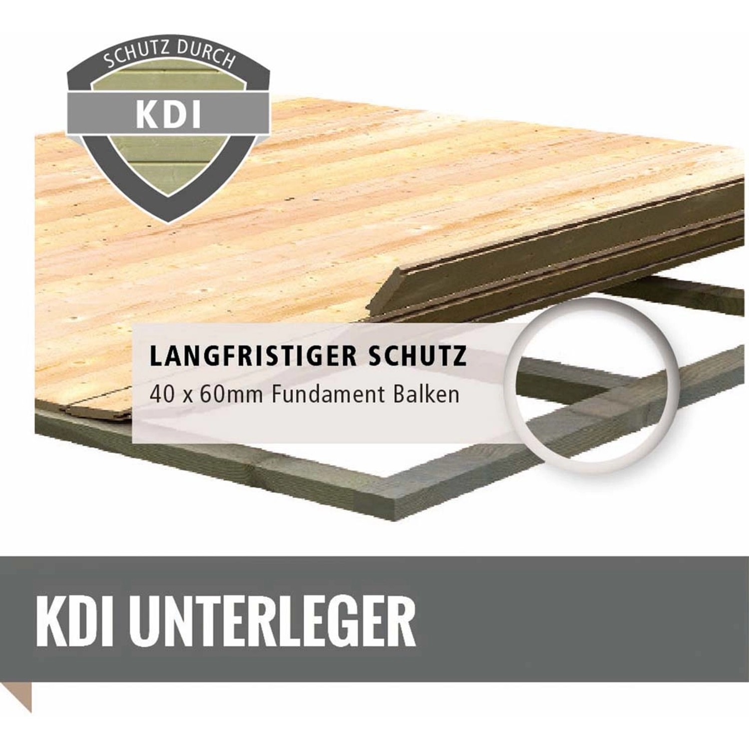 KDI Unterleger für Karibu Gartenhaus: Fundamentbalken 40x60mm für langfristigen Schutz.