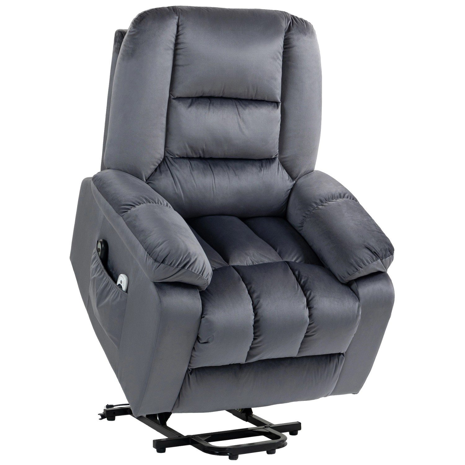 HOMCOM Fernsehsessel mit Aufstehhilfe Polyester Metall Grau 85L x 94B x 107 günstig online kaufen