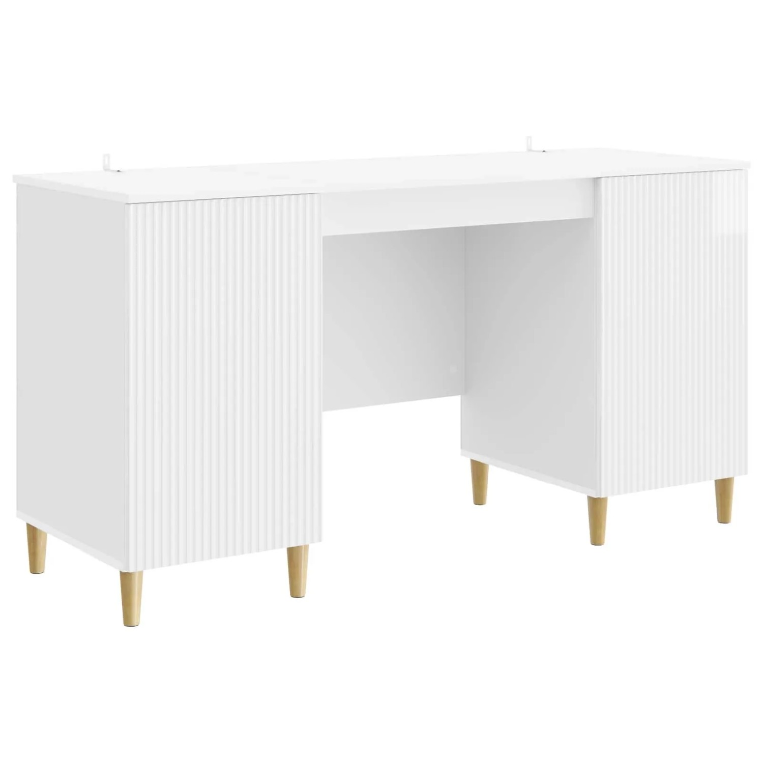 vidaXL Schreibtisch Hochglanz Weiß 142,5 x 50 x 75 cm Holzwerkstoff 3414598