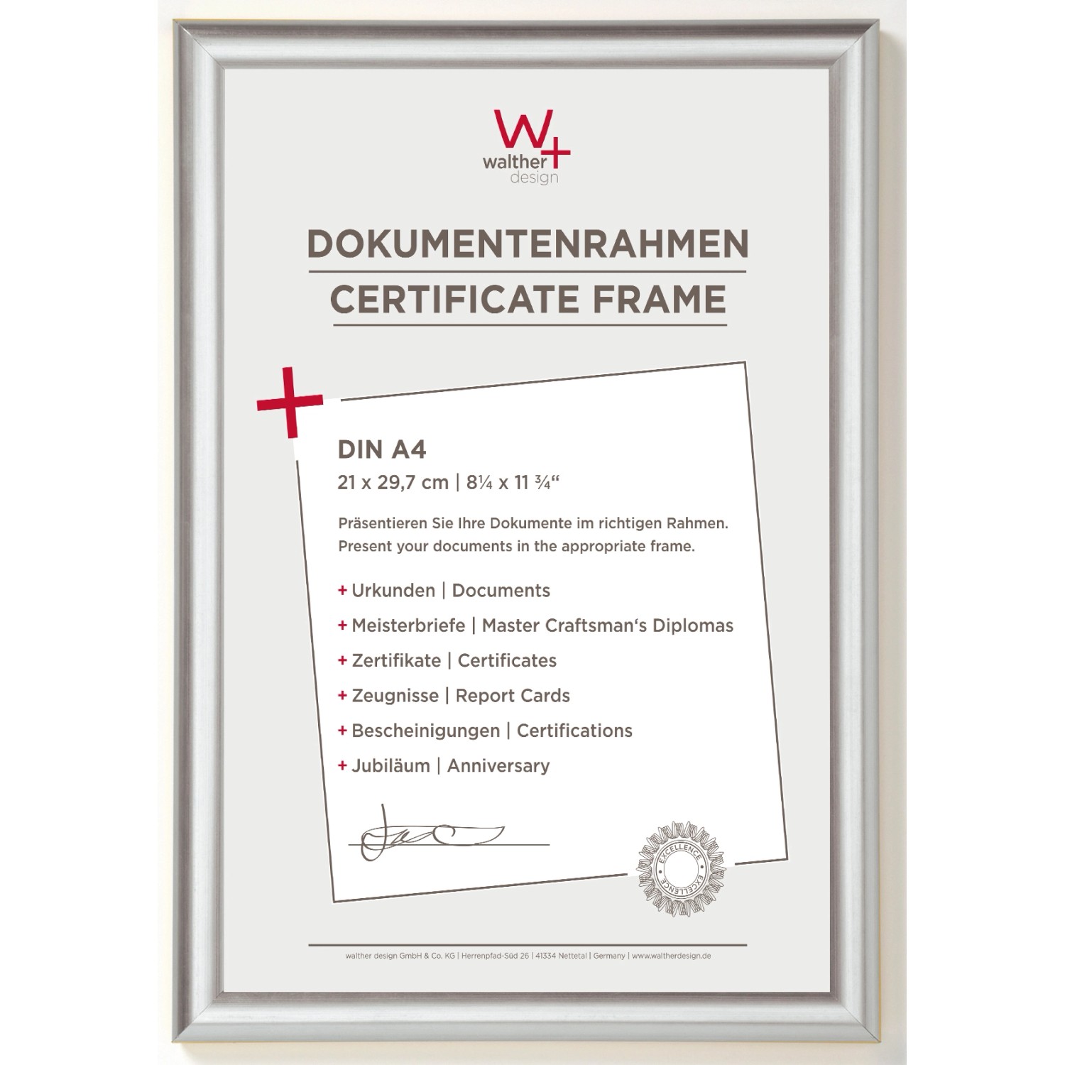 walther design Trendstyle Kunststoff Bilderrahmen  21x29,7 cm Silber günstig online kaufen