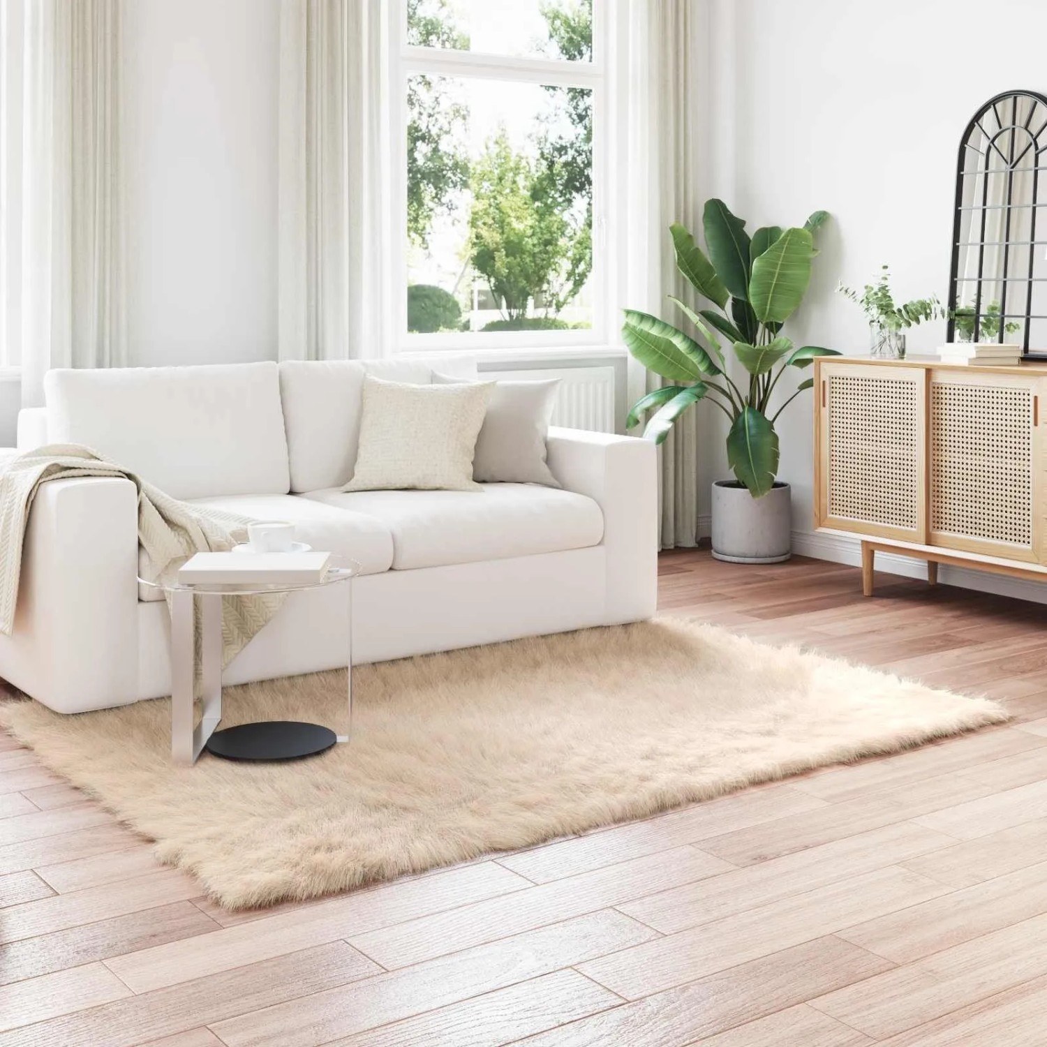 vidaXL Kunstschaffell Teppich Tafalla Beige 120 x 170 cm Polyester 42021482_2