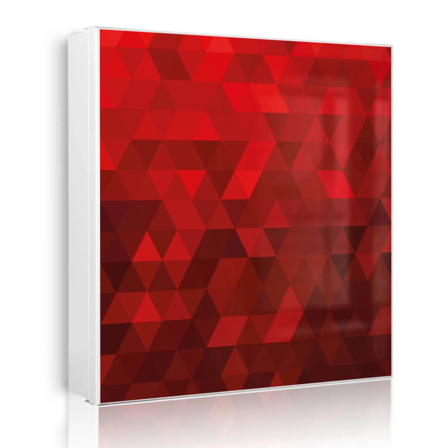 Banjado Großer Schlüsselkasten Metall 30x30cm Weiß Scharnier Links 50 Haken Beschreibbar Magnetisch Motiv Dreiecke Rot