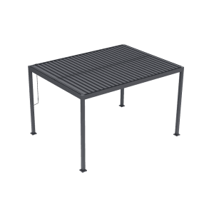 Anthrazitfarbene Pergola 3x4m mit verstellbarem Lamellendach für Garten und Terrasse. Robuster Sonnenschutz.