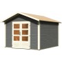 Karibu Holz-Gartenhaus Tyka, terragrau, mit Satteldach und Doppeltür. Ideal als Gerätehaus.