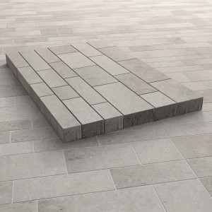 Grau-alpine Parchetto Pflastersteine im Mehrformat aus Beton, ideal für moderne Flächengestaltung.