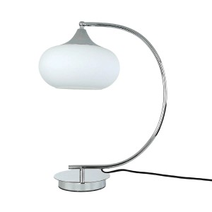 EASYLIGHT Tischlampe Gebogen 45 cm E27 Glas Metall in Weiß Chrom