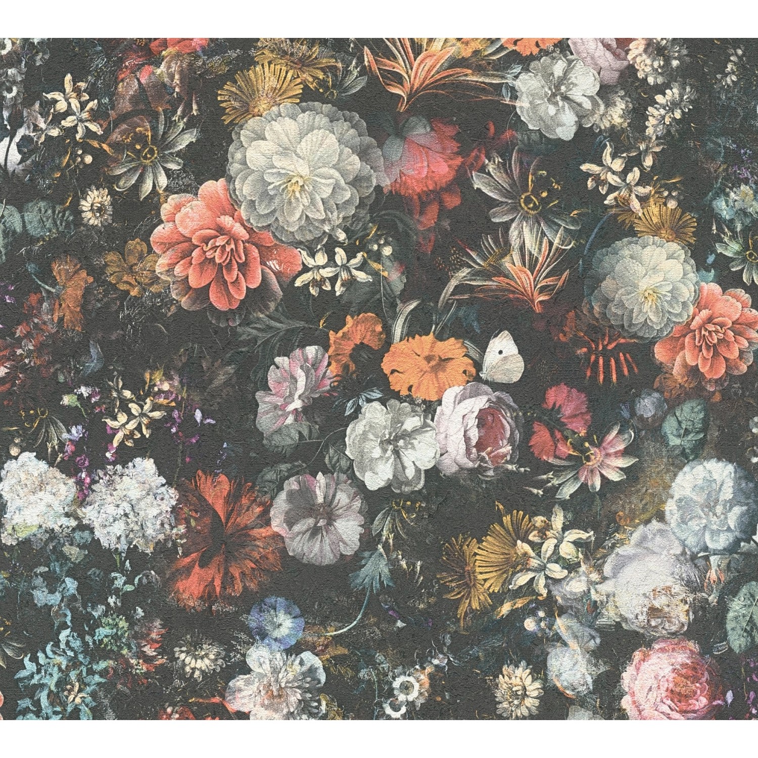 Vliestapete Blumen Bunt Schwarz FSC®