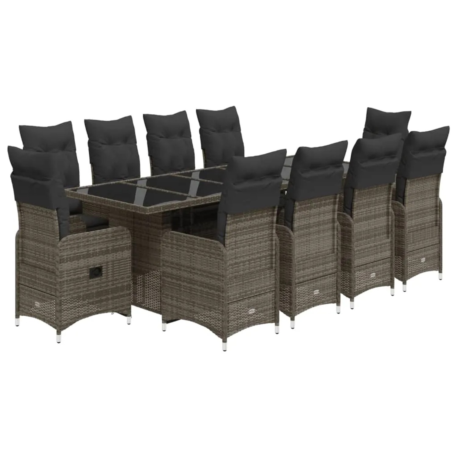 vidaXL 11-tlg Garten-Bistro-Set mit Kissen Grau Poly Rattan Modell 3 günstig online kaufen