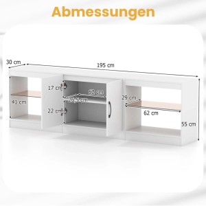 Costway 3-In-1 TV-Schrank Fernsehtisch mit Led Beleuchtung Weiß