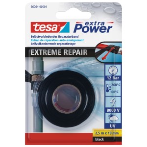 Tesa extra Power Extreme Repair, schwarzes Reparaturband, 2,5m x 19mm, selbstverschweißend.