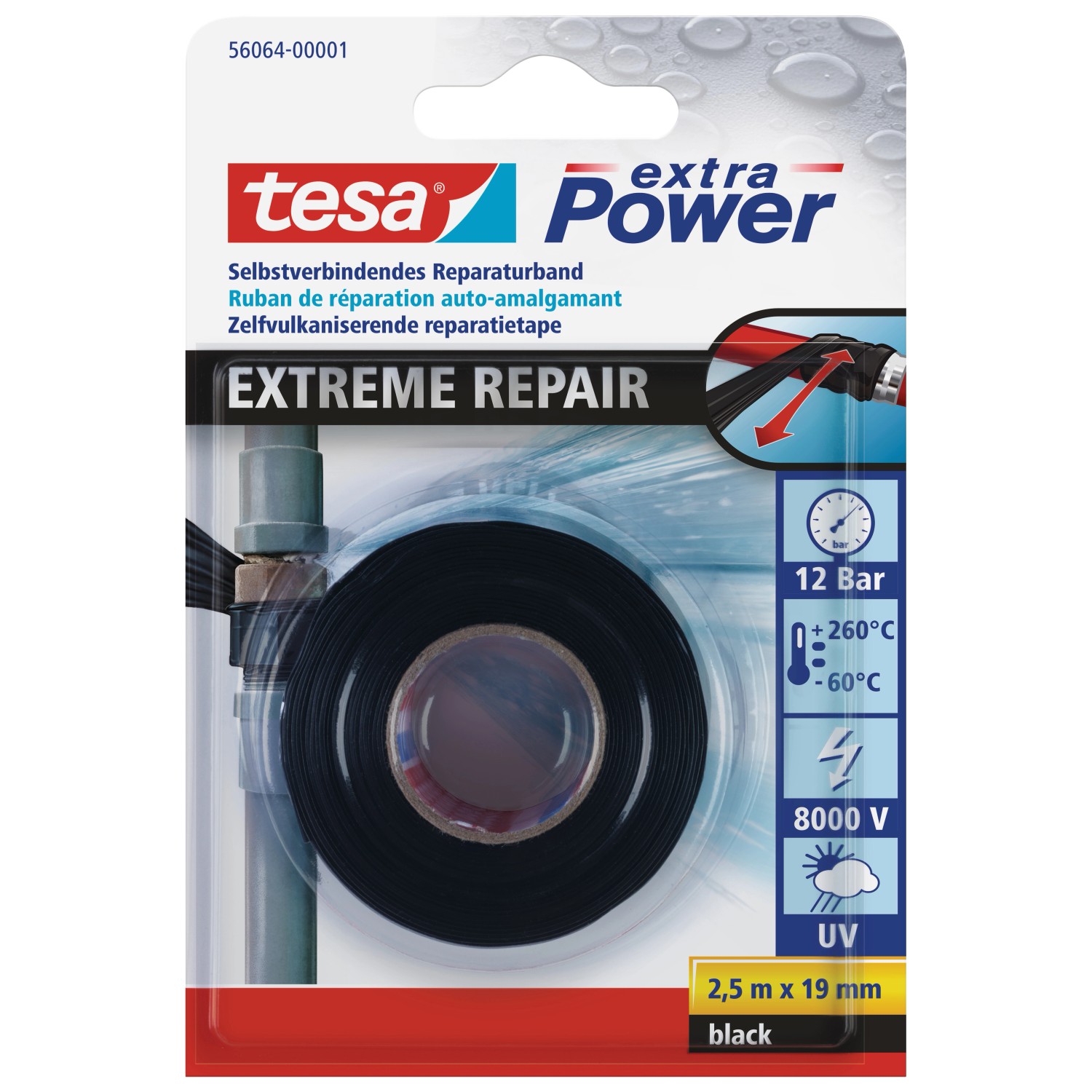 Tesa extra Power Reparaturband Extreme Repair Schwarz 2,5 m x 19 mm