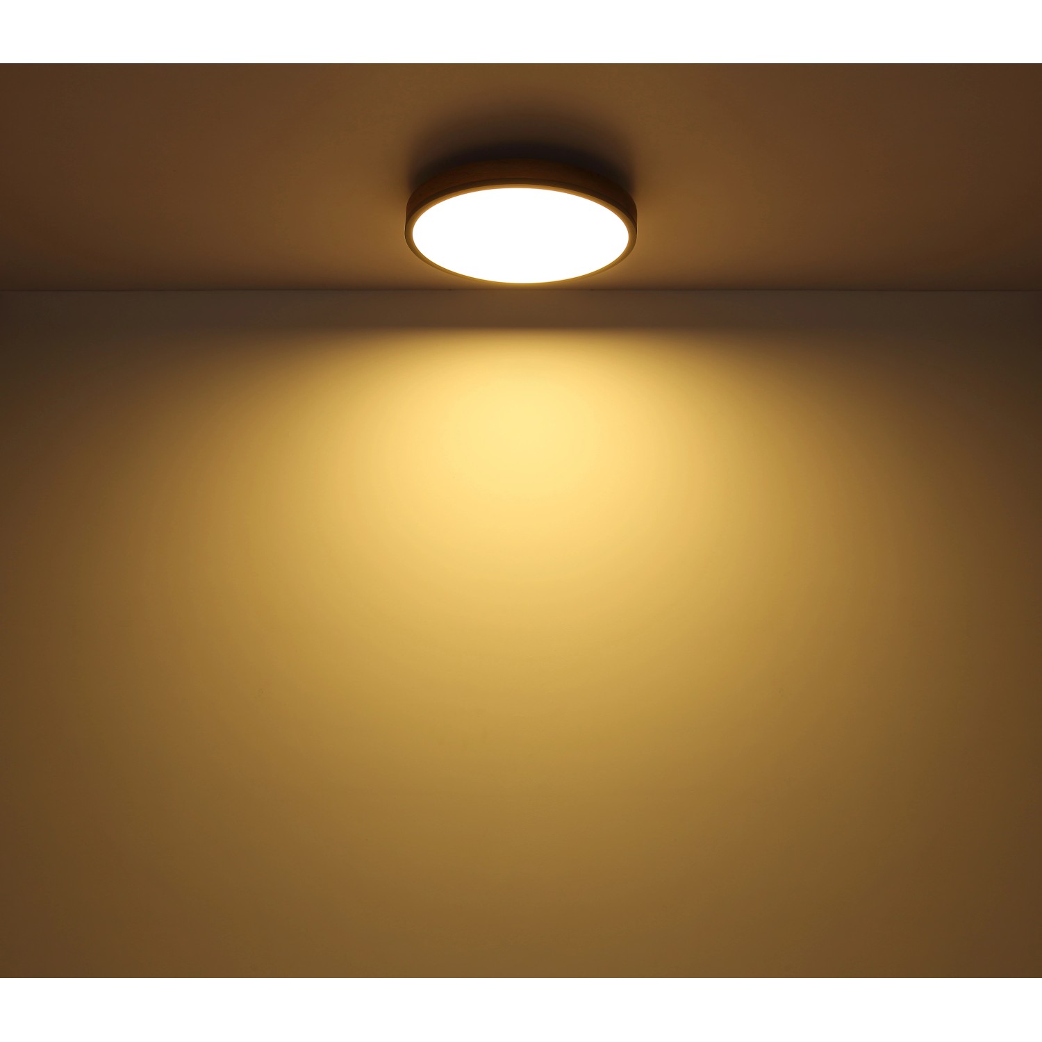 Graphitfarbene LED-Deckenleuchte Doro, rund, mit warmweißem Lichtschein.