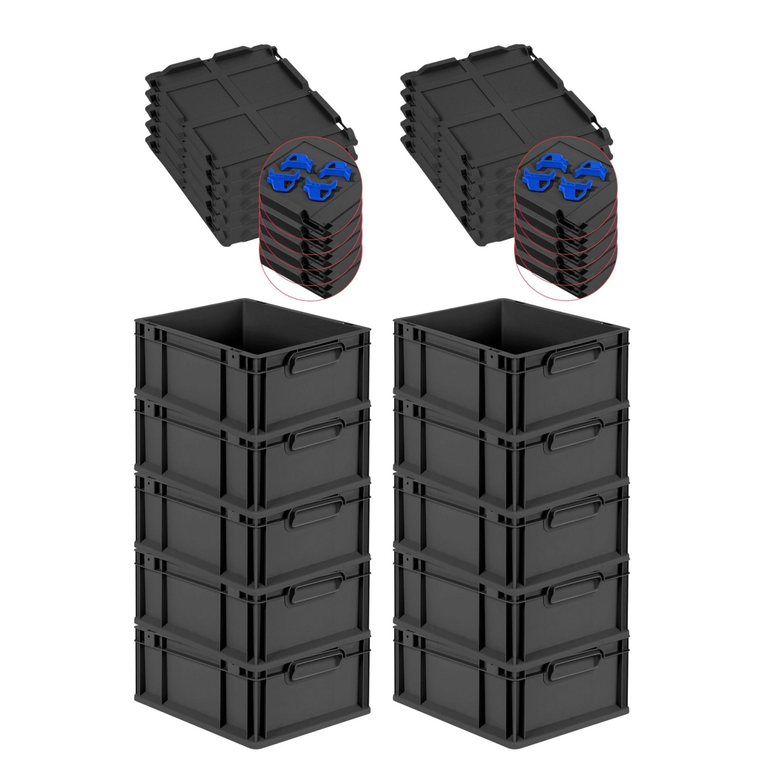 PROREGAL SuperSparSet 10x Eurobox Nextgen Grip Mit Auflagedeckel Und Blauen günstig online kaufen