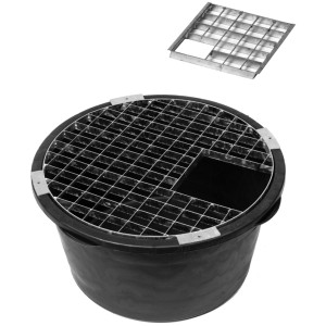 Ubbink Brunnen-Einbau-Set mit Becken, Abdeckrost und Einsatzstück für Gartenbrunnen.