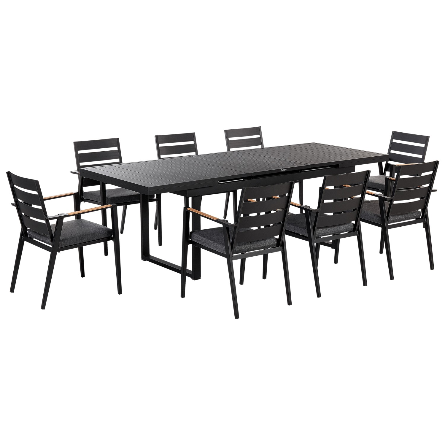 Beliani Gartentisch Set VALCANETTO/TAVIANO Schwarz Grau Heller Holzfarbton günstig online kaufen
