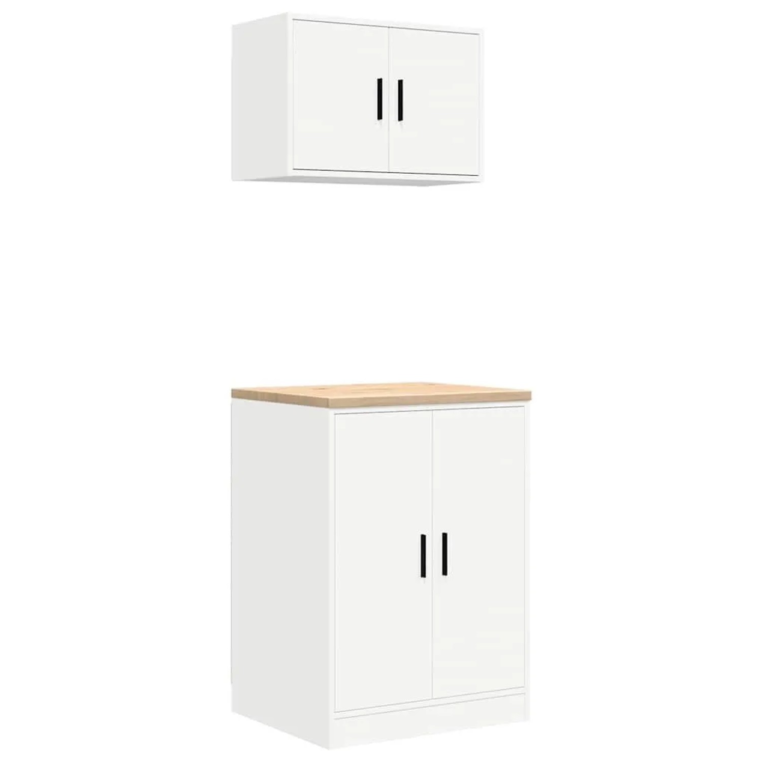 vidaXL Garagenschränke 2 Stk Weiß Holzwerkstoff 3328305