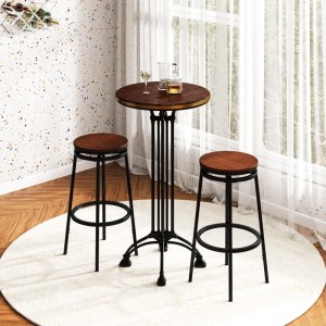 Costway Barhocker 2er Set, braun, mit 360° Drehfunktion und verstellbarer Höhe.