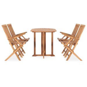 5-tlg. Garten-Essgruppe aus Teakholz mit Klapptisch und 4 Klappstühlen.