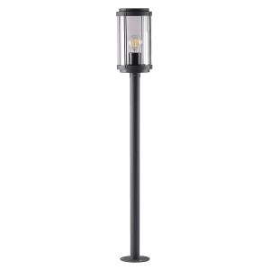 Schwarze Lindby Außenleuchte Ojali aus Aluminium, 100cm hoch, für Garten und Terrasse.