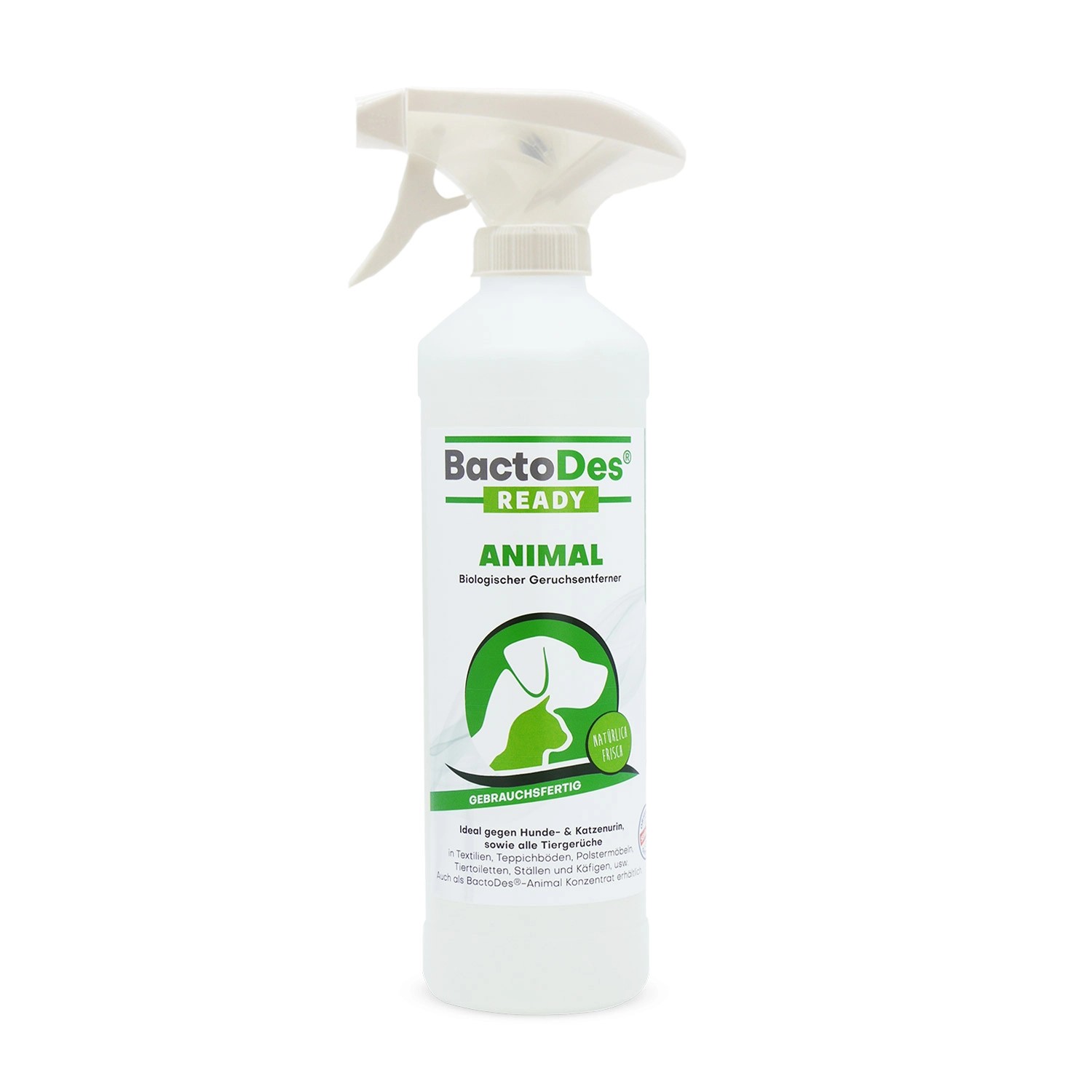 BactoDes Animal Ready Gebrauchsfertiges Reinigungsmittel und Geruchsentferner als Spray in 500 ml Flasche