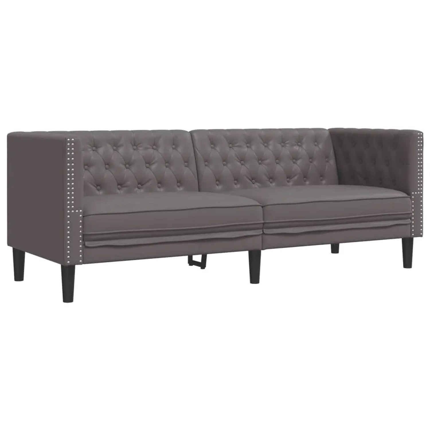 vidaXL Chesterfield-Sofa 3-Sitzer Grau Kunstleder 372669
