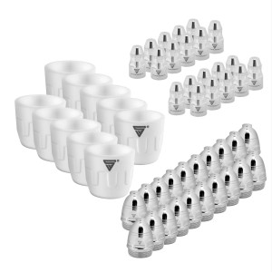 STAHLWERK Verschleißteile Set, 50-teilig für P 80 Plasmaschneidbrenner: Düsen, Elektroden, Keramikkappen.