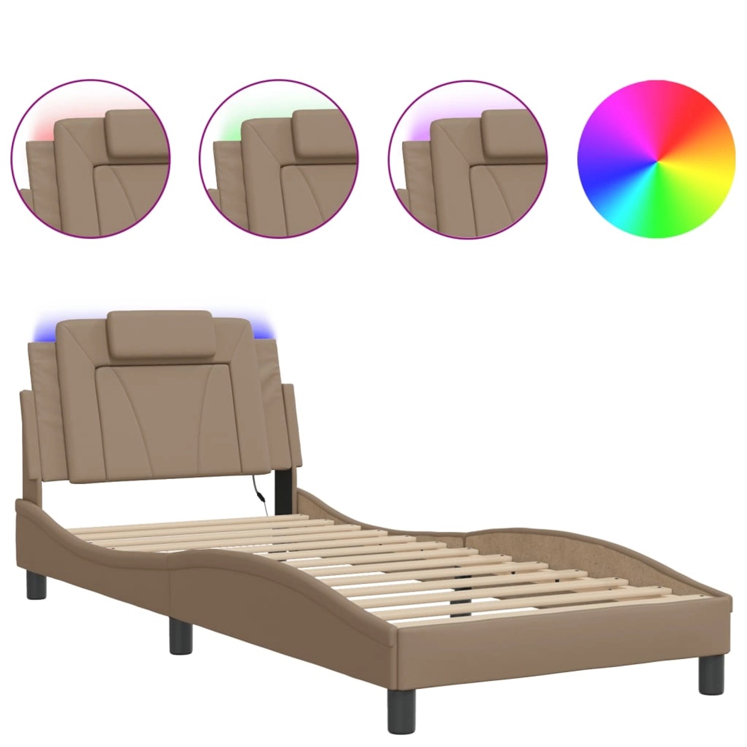 vidaXL Bettgestell Viana mit LED ohne Matratze Cappuccino-Braun 90x200 cm K günstig online kaufen