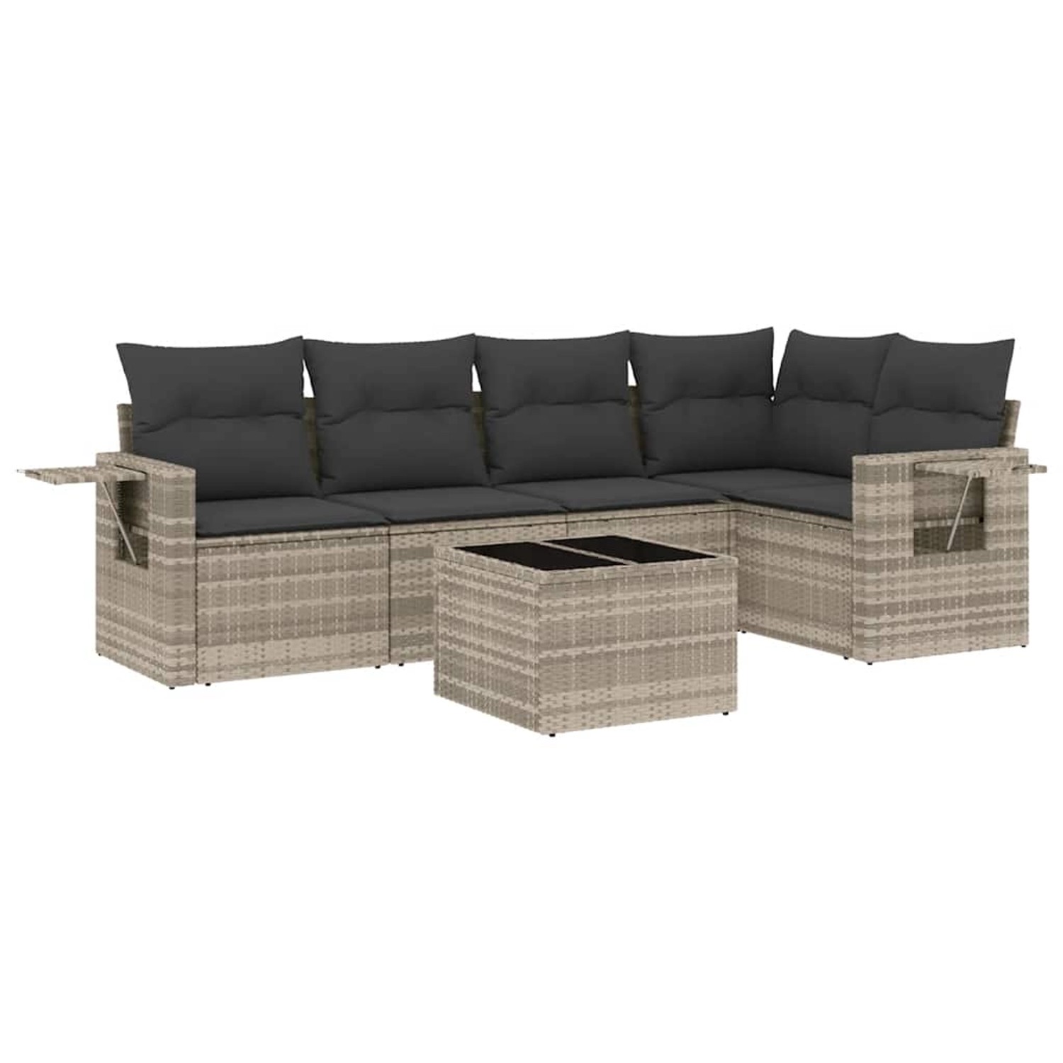 vidaXL 6-Tlg Garten-Sofagarnitur mit Kissen Hellgrau Poly Rattan 3220141 günstig online kaufen