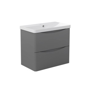 AICA Badmöbel-Set, 60 cm, anthrazit, mit Waschtisch, Unterschrank und Softclose Schubladen.
