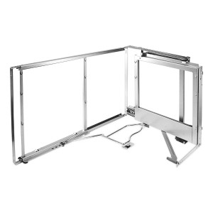 Kesseböhmer Magic Corner Silbergrau mit ARENA Classic Holzboden Rechts Ausschwenkbar Eckschrankbeschlag