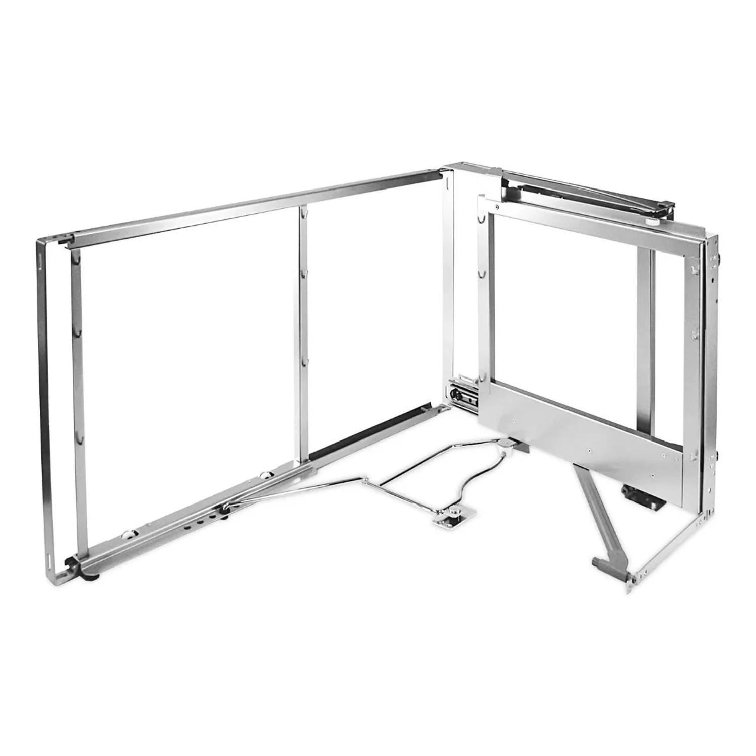 Kesseböhmer Magic Corner Silbergrau mit ARENA Classic Holzboden Rechts Ausschwenkbar Eckschrankbeschlag