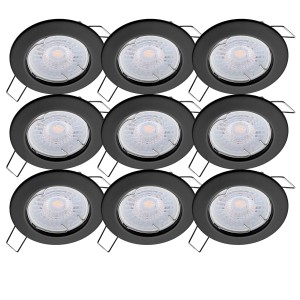 9er Set schwarze LED Deckenspots Sedan, warmweißes Licht, für Lampen & Leuchten.