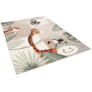Bunter Pergamon Kinderteppich Softstar Kids mit Tiermotiven, 160x230cm.