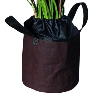 Brauner Frostschutzsack XL (55x45 cm) mit Tragegriffen für Topfpflanzen.