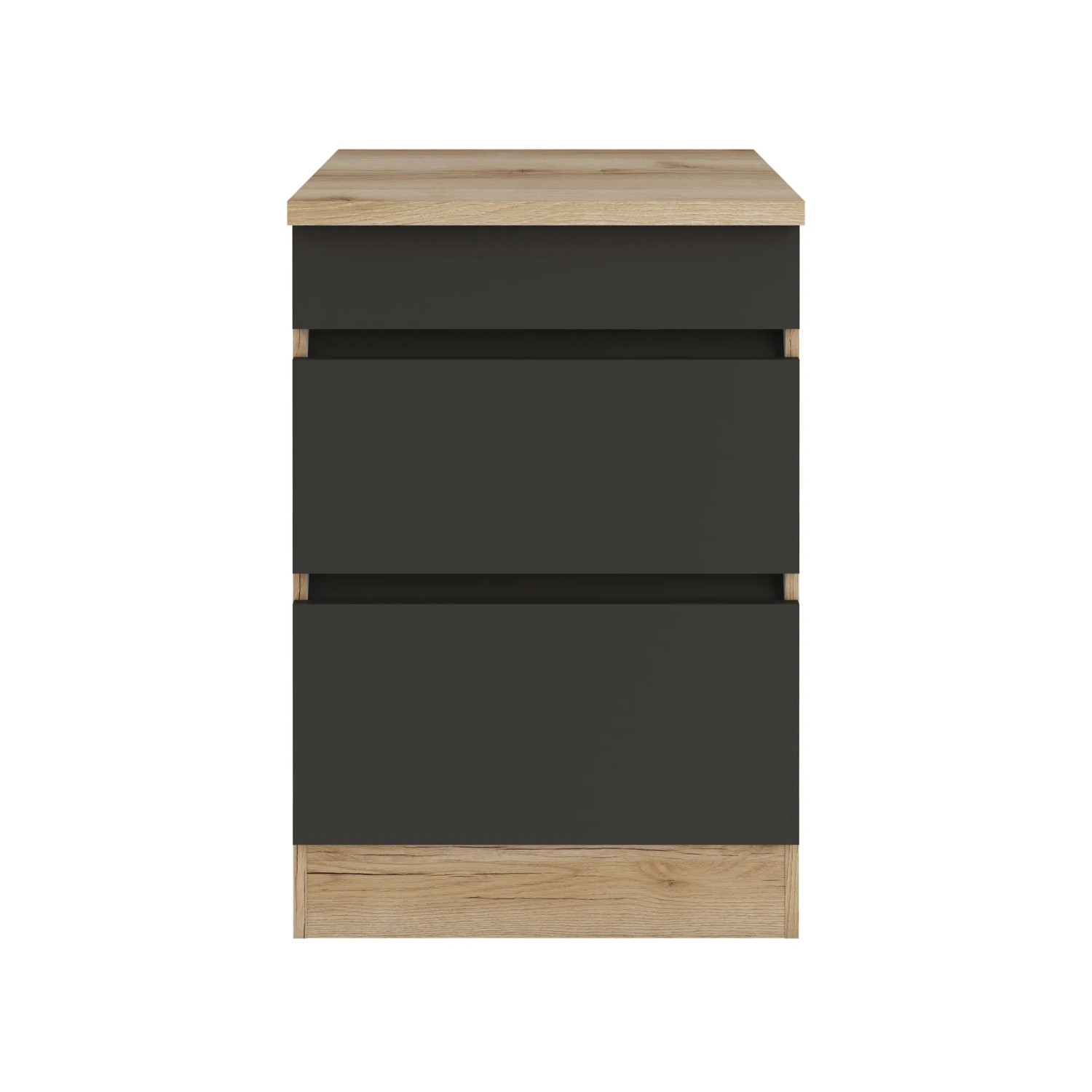 Optifit Küchenunterschrank Noah420, anthrazit/Wildeiche, mit 2 Auszügen und Schublade.
