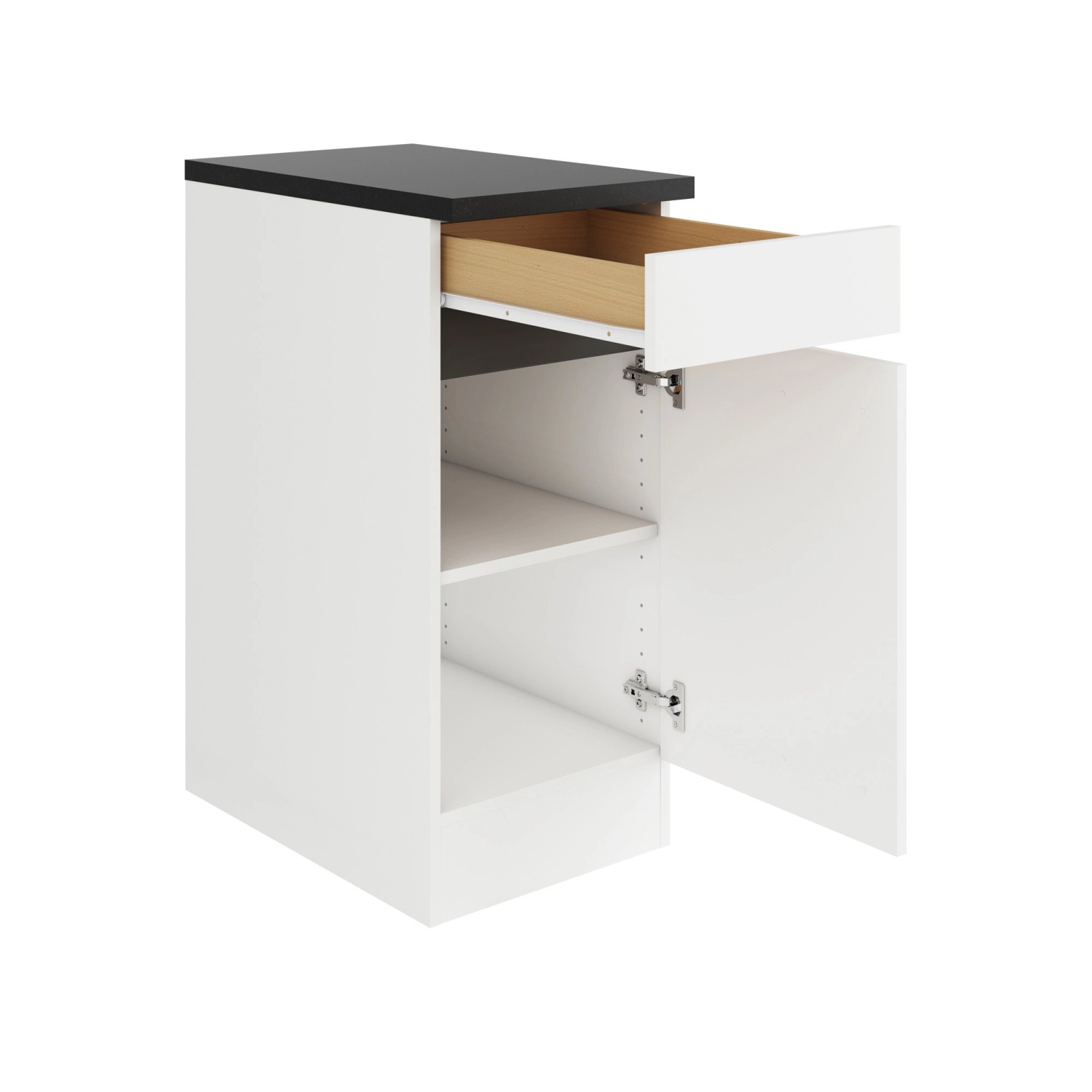 Optifit Unterschrank Luca932, 40x88x60 cm, weiß/anthrazit, mit Schublade, Tür und Einlegeboden.