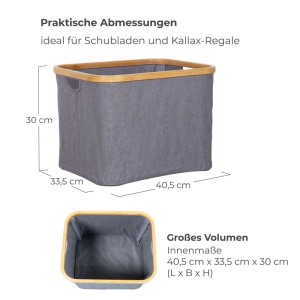 osoltus Faltbox Wäschebox Wäschekorb Nelson Bambus 40 cm Grau