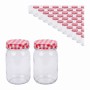 Relaxdays Einmachgläser 50er Set Glas Stahl Transparent Rot Weiß Twist-Off Luftdicht 12,5 cm x ø 7,5 cm 400 ml