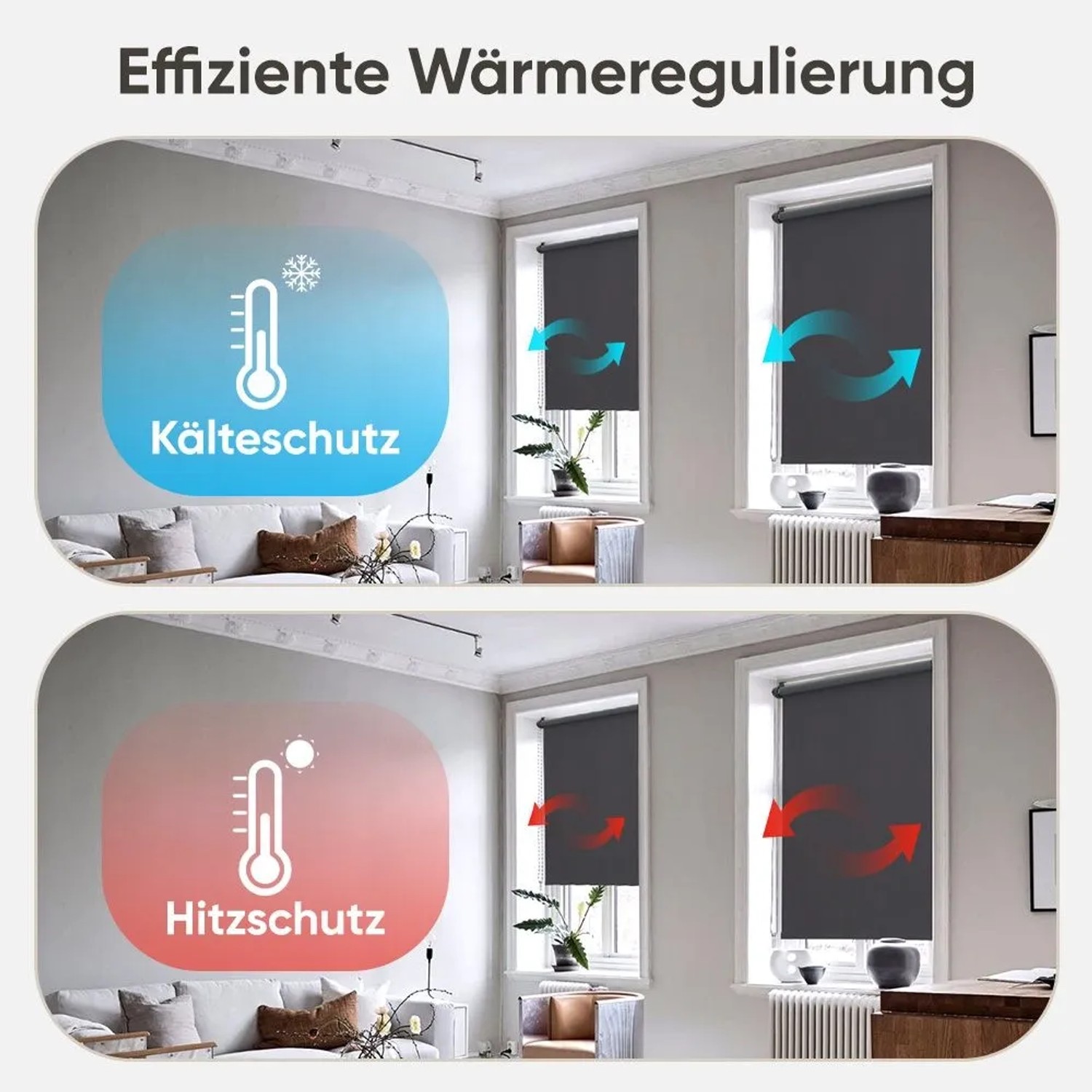 Sekey Seitenzugrollo Verdunkelung ohne Bohren Blickdicht Grau 100x130cm_4