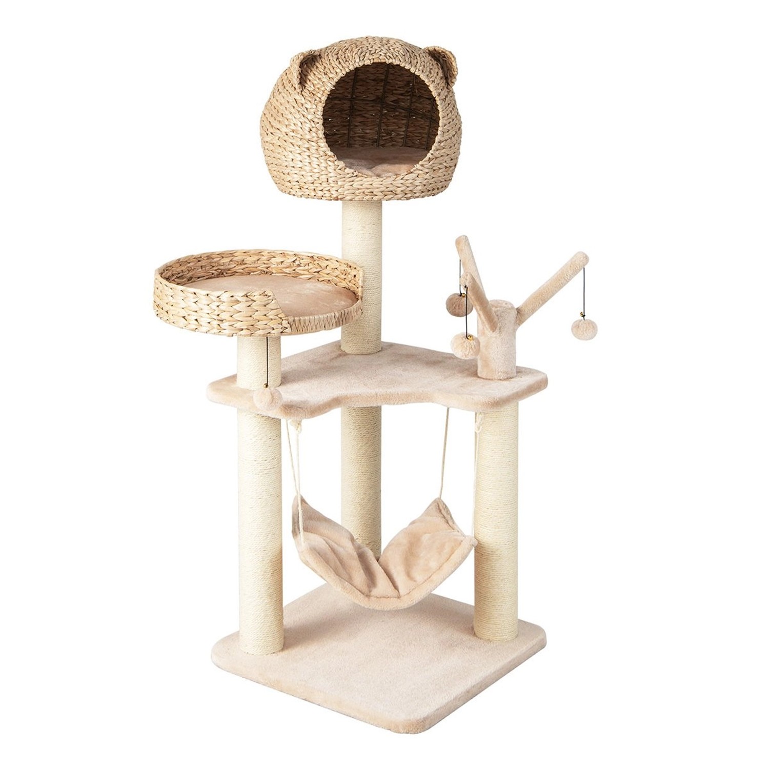 Costway Katzenbaum mit Höhle Katzenmöbel Katzenhaus 121cm Hoch