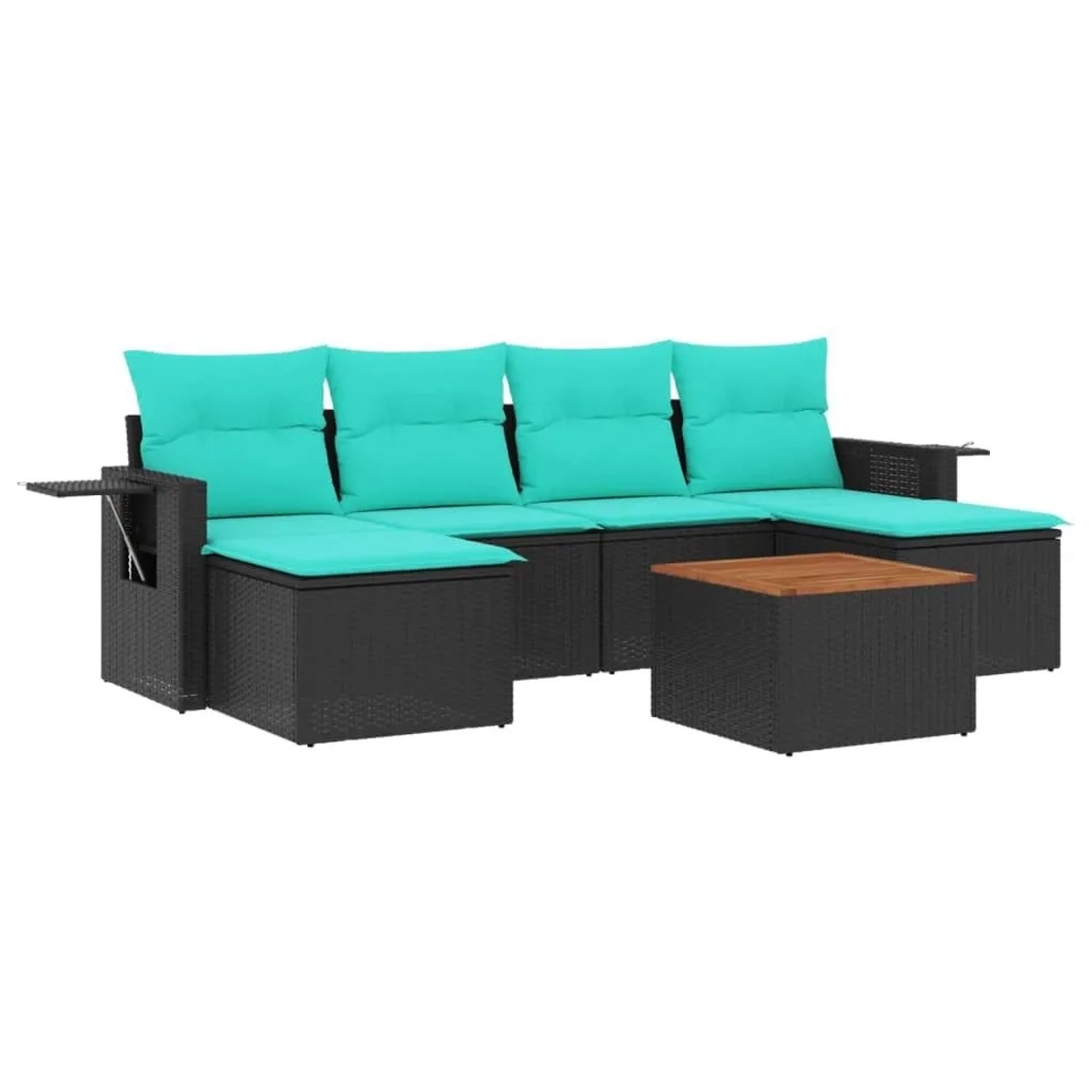 vidaXL 7-Tlg Gartensofa-Set mit Kissen Schwarzes Polyrattan 3224685 günstig online kaufen