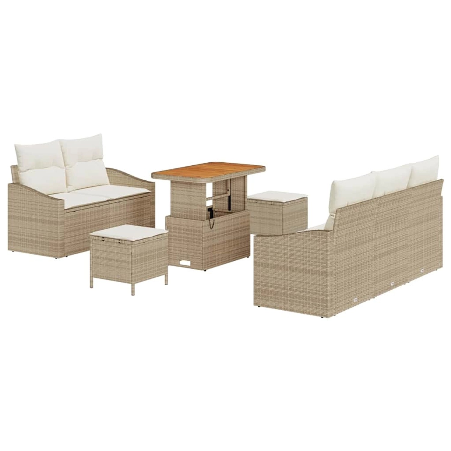 vidaXL Garten-Sofa-Set mit Kissen 8-Tlg Beige Poly Rattan 3362601 günstig online kaufen