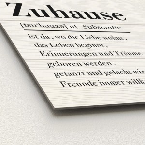 Pro Art Dekopanel "Zuhause" auf Holz, 30x30 cm. Wandbild mit Definition von Zuhause.