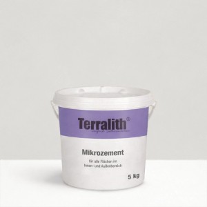 Weißer Eimer Terralith Mikrozement Fix & Fertig, 5 kg, für Innen- und Außenbereiche.